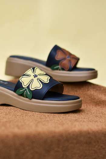 Around Always Blue Bluebell Floral Strap Slide Wedges Online at Aza Fashions Around Always_Blue Bluebell Floral Strap Slide Wedges _Online_at_Aza_Fashions