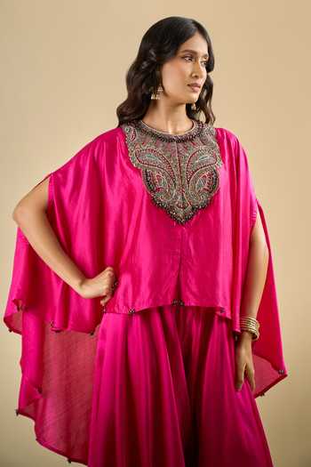 Prisho Fuchsia Round , Scoop Embroidered Kaftan Pant Set Online at Aza Fashions Prisho_Fuchsia Round , Scoop Embroidered Kaftan Pant Set _Online_at_Aza_Fashions