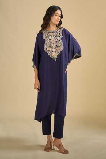 Prisho Placement Embroidered Kaftan With Pant