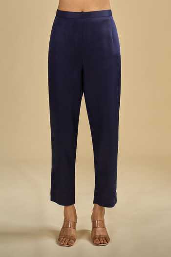 Shop_Prisho_Blue Round Neck Placement Embroidered Kaftan With Pant 