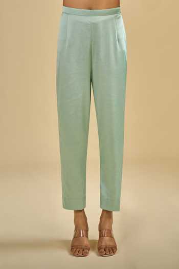 Buy_Prisho_Blue Round Neck Dori Embroidered Kurta Pant Set _Online_at_Aza_Fashions