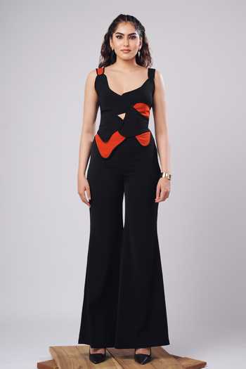 Shop_Ahi Clothing_Black Crepe Sweetheart Neck Helen Sculpted Corset Top With Trouser _Online_at_Aza_Fashions