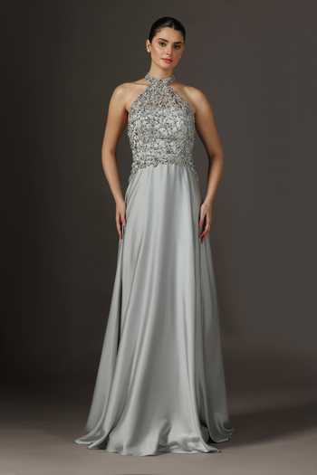 Pooja Peshoria Hand Embroidery Satin Gown 