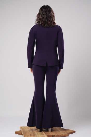 Ahi Clothing Violet Structured Blazer & Flared Trouser Set 
