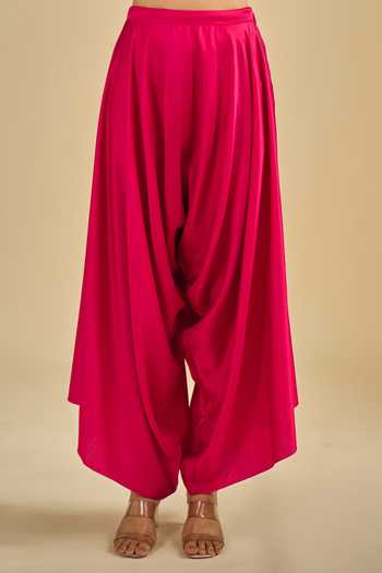 Shop Prisho Red V-neck Dori Embroidered Kaftan And Pant Set Shop_Prisho_Red V-neck Dori Embroidered Kaftan And Pant Set