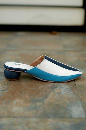 Around Always Harbor Striped Color Block Mule Heels