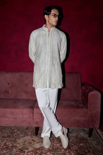Buy Arjan Dugal Off White Organza, Satin, Muslin Dori Work Kurta Set Online at Aza Fashions Buy_Arjan Dugal_Off White Organza, Satin, Muslin Dori Work Kurta Set _Online_at_Aza_Fashions