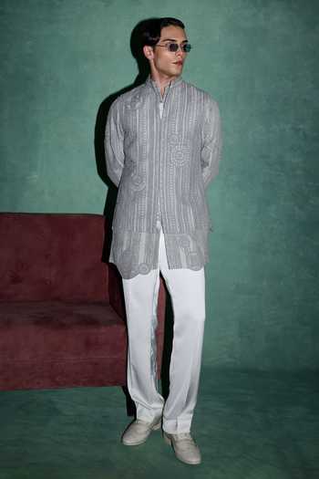 Arjan Dugal Dori Embroidered Nehru Jacket Set 