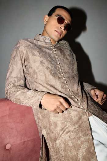 Buy Arjan Dugal Gold Organza, Satin, Muslin Zari Hand Work Kurta And Pant Set Online at Aza Fashions Buy_Arjan Dugal_Gold Organza, Satin, Muslin Zari Hand Work Kurta And Pant Set _Online_at_Aza_Fashions