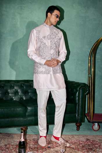 Arjan Dugal Chanderi Embroidered Bundi Pant Set