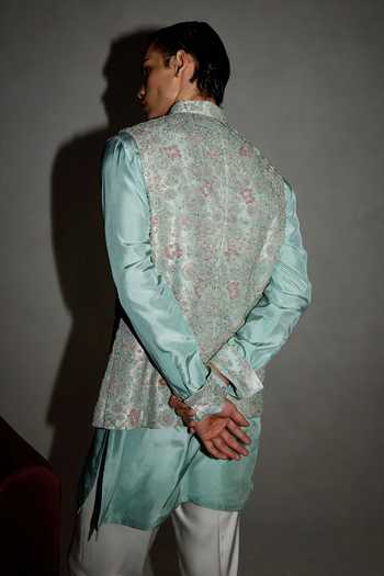 Arjan Dugal Bloom Embroidered Bundi & Kurta Set