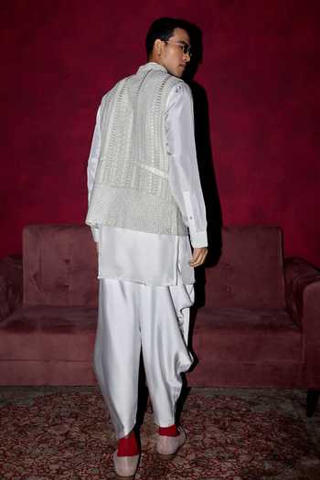 Arjan Dugal Chikankari & Dori Work Bundi Set