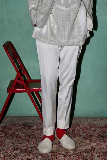 Buy Arjan Dugal Off White Organza, Satin, Brocade Chikankari And Dori Work Kurta Set Online at Aza Fashions Buy_Arjan Dugal_Off White Organza, Satin, Brocade Chikankari And Dori Work Kurta Set _Online_at_Aza_Fashions