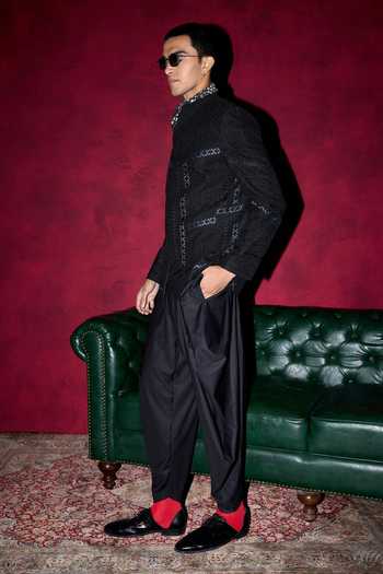 Arjan Dugal Chikankari & Dori Work Bandhgala Set
