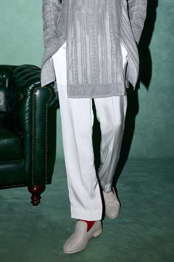 Arjan Dugal Grey Organza, Satin, Muslin Geometric And Ornamental Pattern Kurta Set Online at Aza Fashions Arjan Dugal_Grey Organza, Satin, Muslin Geometric And Ornamental Pattern Kurta Set _Online_at_Aza_Fashions