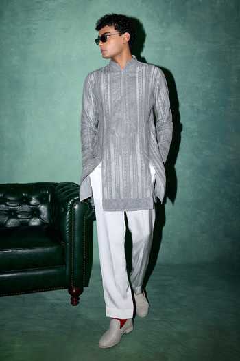 Arjan Dugal Geometric & Ornamental Pattern Kurta Set
