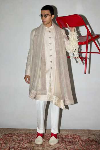Arjan Dugal Embroidered Achkan & Pant Set