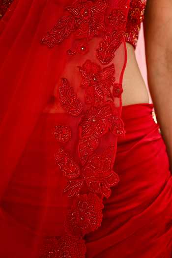 Shop Day And Mood Red Organza, Satin, Modal One Shoulder Cowl Draped Blouse And Skirt Set Online at Aza Fashions Shop_Day And Mood_Red Organza, Satin, Modal One Shoulder Cowl Draped Blouse And Skirt Set _Online_at_Aza_Fashions
