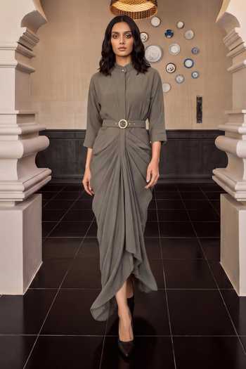 House Of Fett Dove Waldorf Pleated Dress 