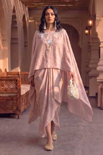 House Of Fett Parsi Embroidered Skirt Cape Co-ord Set