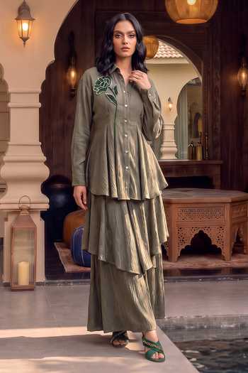 House Of Fett Folie Hand Embroidered Shirt Co-ord Set