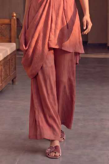 House Of Fett Pink Round Neck Camelia Pant Co-ord Set Online at Aza Fashions House Of Fett_Pink Round Neck Camelia Pant Co-ord Set _Online_at_Aza_Fashions