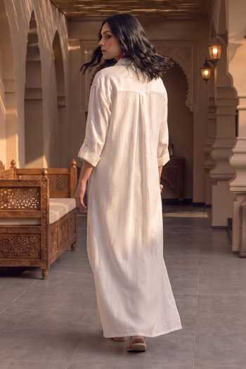 House Of Fett Picante Hand Embroidered Long Shirt Dress 