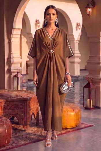 House Of Fett Desert Leather Patchwork Kaftan 