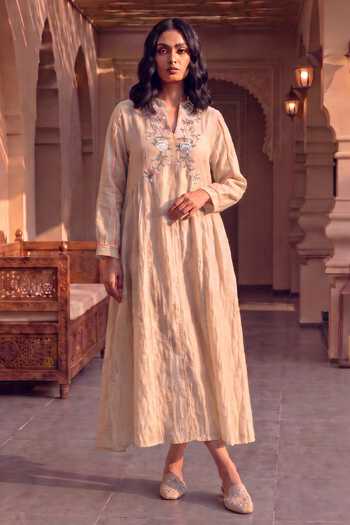 House Of Fett Parsi Embroidery Long A-Line Tunic