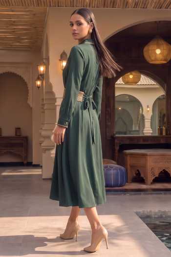 House Of Fett Midas Patchwork Belted Midi Dress 