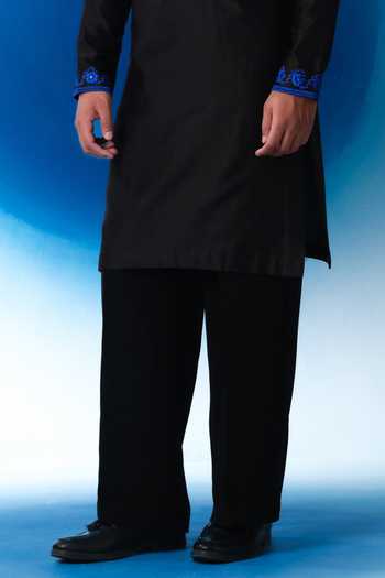 House Of Koa Black Chanderi Silk Sapphire Bloom Embroidered Kurta Set Online at Aza Fashions House Of Koa_Black Chanderi Silk Sapphire Bloom Embroidered Kurta Set _Online_at_Aza_Fashions