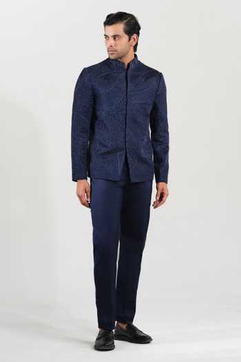 House Of Koa Night Fall Embroidered Bandhgala Set 