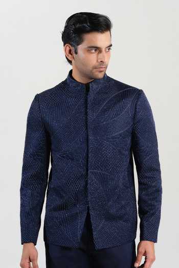 House Of Koa Night Fall Embroidered Bandhgala Set 