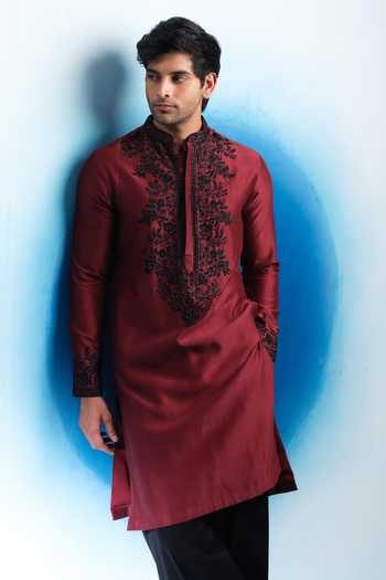 House Of Koa Crimson Twilight Embroidered Kurta Set 