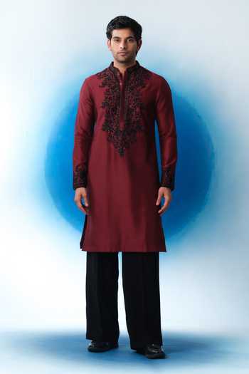 House Of Koa Crimson Twilight Embroidered Kurta Set 