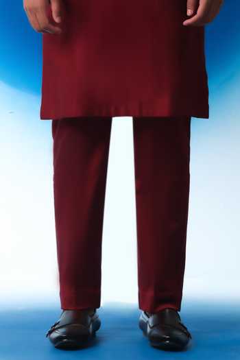 House Of Koa Maroon Chanderi Silk, Cotton Satin Scarlet Garden Embroidered Kurta Set Online at Aza Fashions House Of Koa_Maroon Chanderi Silk, Cotton Satin Scarlet Garden Embroidered Kurta Set _Online_at_Aza_Fashions