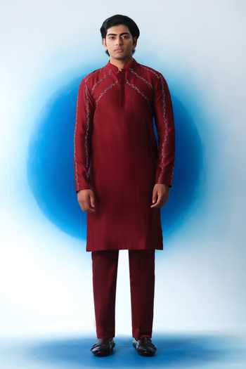 House Of Koa Scarlet Garden Embroidered Kurta Set 