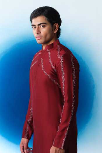 House Of Koa Scarlet Garden Embroidered Kurta Set 