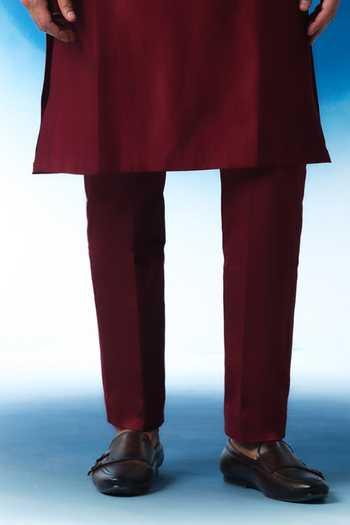 House Of Koa Maroon Chanderi Silk, Cotton Satin Crimson Bloom Embroidered Kurta Set Online at Aza Fashions House Of Koa_Maroon Chanderi Silk, Cotton Satin Crimson Bloom Embroidered Kurta Set _Online_at_Aza_Fashions