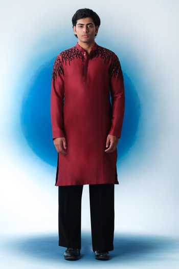 House Of Koa Bordeaux Canopy Embroidered Kurta Set 