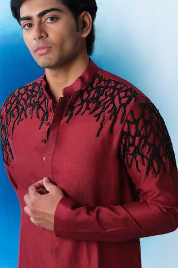 House Of Koa Bordeaux Canopy Embroidered Kurta Set 