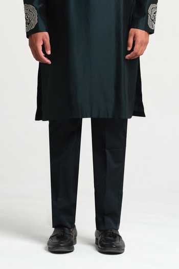 House Of Koa Green Chanderi Silk, Cotton Satin Florin Rose Placement Embroidered Kurta Set Online at Aza Fashions House Of Koa_Green Chanderi Silk, Cotton Satin Florin Rose Placement Embroidered Kurta Set _Online_at_Aza_Fashions