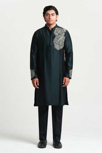 House Of Koa Florin Rose Placement Embroidered Kurta Set 