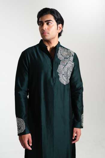 House Of Koa Florin Rose Placement Embroidered Kurta Set 