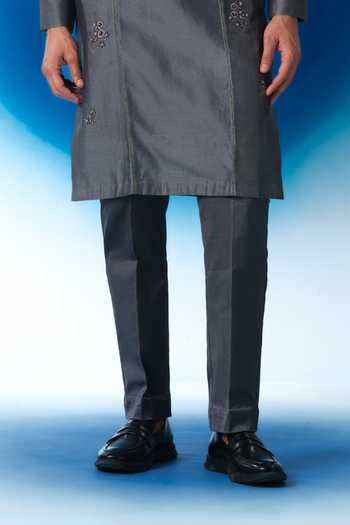 House Of Koa Grey Chanderi Silk, Cotton Satin Embroidered Kurta Set Online at Aza Fashions House Of Koa_Grey Chanderi Silk, Cotton Satin Embroidered Kurta Set _Online_at_Aza_Fashions