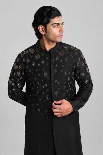 House Of Koa Black Embroidered Kurta Set 