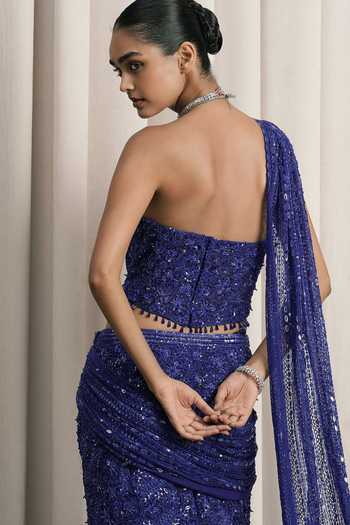 Buy Istya Blue Net Sequins, Beads, Tassels Fishcut Embroidered Lehenga And Corset Set Online at Aza Fashions Buy_Istya_Blue Net Sequins, Beads, Tassels Fishcut Embroidered Lehenga And Corset Set _Online_at_Aza_Fashions