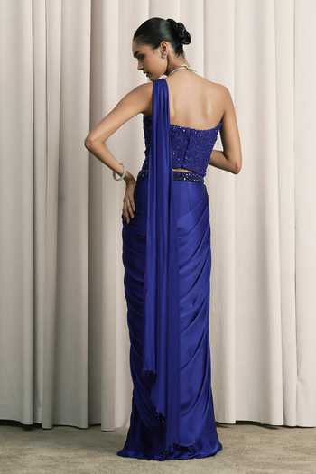 Istya Pre-Draped Saree With Crystal Work Blouse