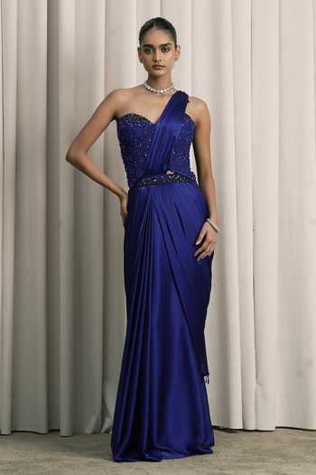 Istya Pre-Draped Saree With Crystal Work Blouse