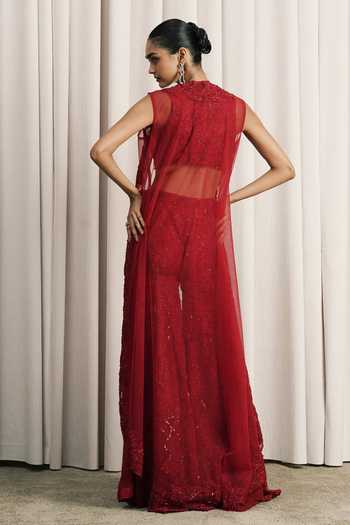 Istya Hand Embroidered Jacket Palazzo Set 